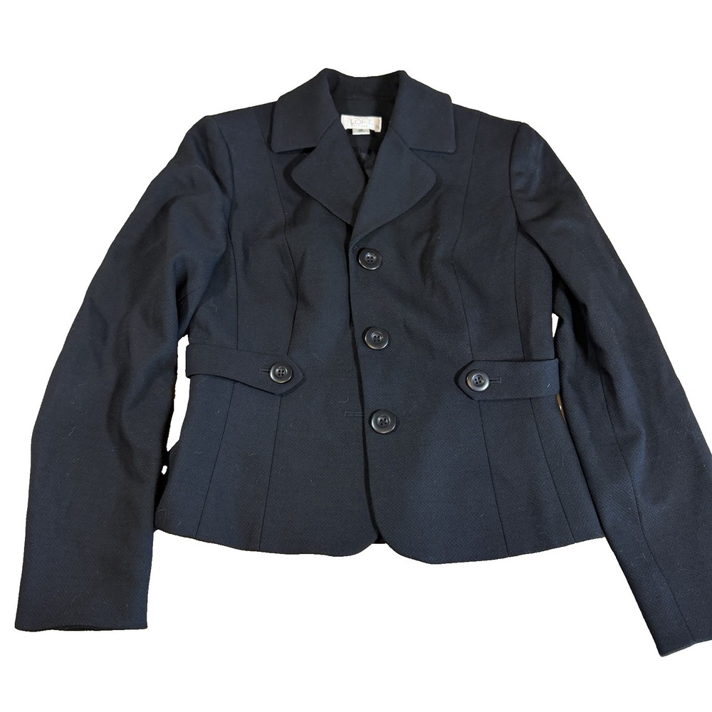 Ann Taylor Loft Womens 0 Petite Wool Blazer Black Business